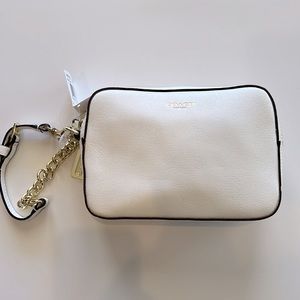 Coach saffiano flight wristlet.  Creamy white leather.
